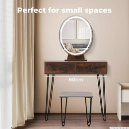 Levede LED Dressing Table Stool Set Mirror Lighted Vanity Makeup Desk Drawers