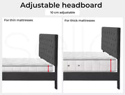 Levede Queen Bed Frame Wooden Velvet Mattress Base Platform Adjustable Headboard
