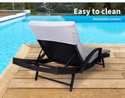 Levede Sun Lounger Wicker Lounge Outdoor Furniture Garden Patio Bed Cushion Pool