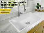 Granite Kitchen Sink Laundry Stone Sinks Undermount Single Bowl 59cmx45cm White