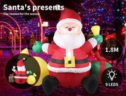 Santaco Inflatable Christmas Outdoor Decorations Santa 1.8M LED Lights Party