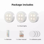 Emitto 3x RGB LED Under Cabinet Puck Lights Remote Control Kitchen Display Lamp