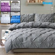 Dreamz Quilt Cover Set Diamond Pintuck Pillow Case Duvet Doona Queen King Size