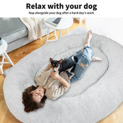 TheNapBed 1.8m Human Size Pet Bed Fluffy Calming Washing Napping Mattress Grey