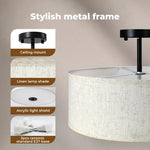 Emitto Ceiling Light Led Modern Pendant Lights Bedroom Lamp Linen Shade Flush
