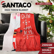 Santaco Throw Blanket Xmas Double Sided Warm Fleece Christmas Gift 200X150cm