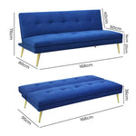 Levede 3 Seater Sofa Bed Convertible Velvet Lounge Adjustable Recliner Couch