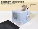 Pawz Cat Litter Box Fully Enclosed Kitty Toilet Trapping Odor Control Basin Blue