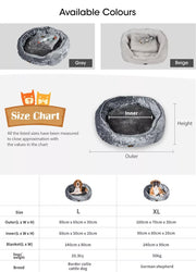 Pawz Pet Bed Set Calming Warm Soft Blanket Cushion Sleeping Kennel Grey Large