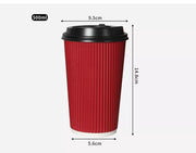 50 Pcs 16oz Disposable Takeaway Coffee Paper Cups Triple Wall Take Away w Lids