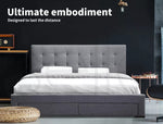 Levede Wooden Bed Frame Double Queen King Fabric Storage Mattress Base Gas Lift