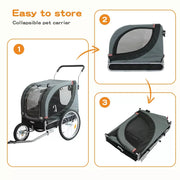 Pawz Pet Bike Trailer Foldable Pet Stroller 3-IN-1 Outdoor Cycling Sunroof