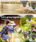Levede Plant Stand Outdoor Indoor Metal Flower Pots Rack Corner Planter Shelf