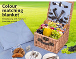 2 Person Picnic Basket Willow Baskets Set Insulated Outdoor Blanket StorageGift