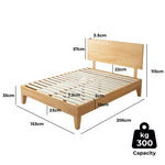Levede Queen Bed Frame Rubberwood Timber Mattress Base Headboard Walnut