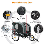 Pawz Pet Bike Trailer Foldable Pet Stroller 3-IN-1 Outdoor Cycling Sunroof