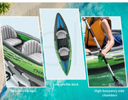Intex Inflatable Kayak Boat K2 Sports Challenger 2 Seat Person Floating Oar Lake