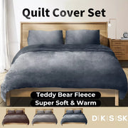 Quilt Cover Set Doona Duvet Teddy Bear Fleece Thermal Winter Pillowcase All Size