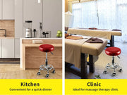 Levede Salon Stool Swivel Barber Stools Bar Chairs Lift Hairdressing Round Red