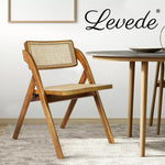 Levede 2X Dining Chairs Foldable  Accent Wooden Chair Rattan Furniture Lounge