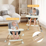 Bopeep Baby High Chair 6-In-1 Removable Seat and Trays Adjustable Height Pink