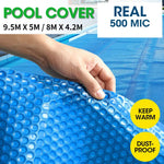 Solar Swimming Pool Cover 500 Micron Outdoor Bubble Blanket Heater Blue 9.5x5m