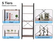 Levede Bookshelf Industrial Ladder Shelf Wooden Storage Display Rack 5 Tier