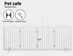 Pawz 4 Panels Wooden Pet Gate Retractable Dog Fence Safety Barrier Security Door