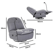 Levede Electric Chair Recliner Swivel Lazy Sofa Armchair Lounge USB Charge Grey