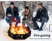 Moyasu Round Fire Pit Ring Outdoor Fireplace Camping Firepit Steel Portable 36