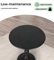 Levede Side Table Vintage End Round Tabletop Steel Base Nightstand Antique Black