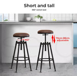 Levede Industrial Bar Stools Kitchen Stool Wooden Barstools - Black (BR1001BACK)