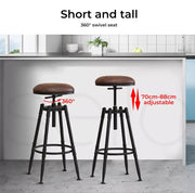 Levede Industrial Bar Stools Kitchen Stool Wooden Barstools - Black (BR1001BACK)