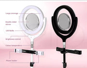 LED Ring Light with Tripod Stand Phone Holder Dimmable Studio Photo Selfie Lamp
