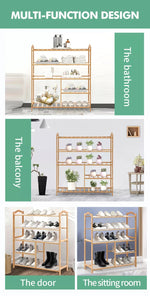 Levede Bamboo Shoe Rack Storage Wooden Organizer Shelf Stand 5 Tiers Layers 80cm