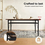 Levede Dining Table Storage Shelf Steel Kitchen Rustic Brown 4-6 Seater 150cm