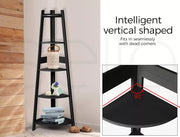 5 Tier Corner Shelf Wooden Storage Home Display Rack Plant Stand MDF Board Black