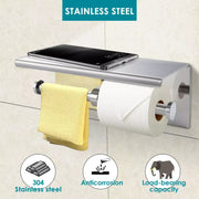Toilet Paper Holder Double Roll Stainless Steel Hook Bathroom Rack Wall Silver