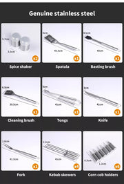Moyasu 18Pcs BBQ Tool Set Stainless Steel Outdoor Barbecue accessory Grill Cook