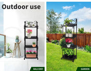 Levede Plant Stand 4 Tiers Outdoor Indoor Metal Flower Pots Rack Garden Shelf