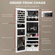 Levede Mirror Jewellery Cabinet LED Light Lockable Box Jewelry Storage Organiser