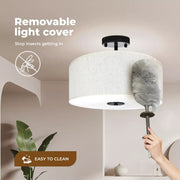 Emitto Ceiling Light Led Modern Pendant Lights Bedroom Lamp Linen Shade Flush