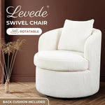 Levede Swivel Barrel Chair Sherpa Fleece Round Accent Tub Sofa Back Cushion