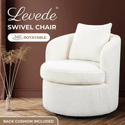 Levede Swivel Barrel Chair Sherpa Fleece Round Accent Tub Sofa Back Cushion
