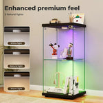 Stacked 4mm Tempered Glass Display Cabinet 3 x RGB Lights Collections Storage