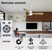 Spector LED Ceiling Fan with Light Remote 52'' DC Motor Walnut Blades 2 Rod