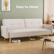 Levede Convertible Sofa Bed Cotton Linen  Lounge Adjustable 3-Seater Sleeper