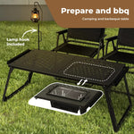 Levede Camping Table Portable Desk With BBQ Grill Folding Outdoor Steel Rack