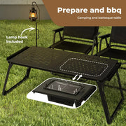 Levede Camping Table Portable Desk With BBQ Grill Folding Outdoor Steel Rack