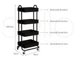 Levede 4 Tiers Kitchen Trolley Cart Steel Storage Rack Shelf Organiser Black